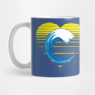 Blue ocean wave lover, sunset heart. Surf and sea waves lover gift Mug